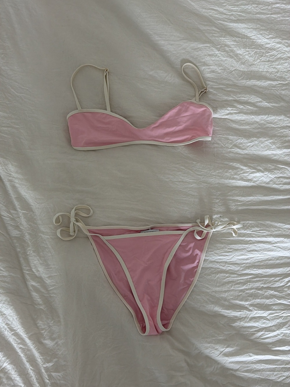 WeWoreWhat Pink and Cream Bikini